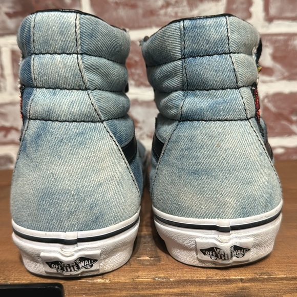 Vans Sk8 Hi Denim Patches Acid Wash Women’s Sz 10 - Picture 6 of 11